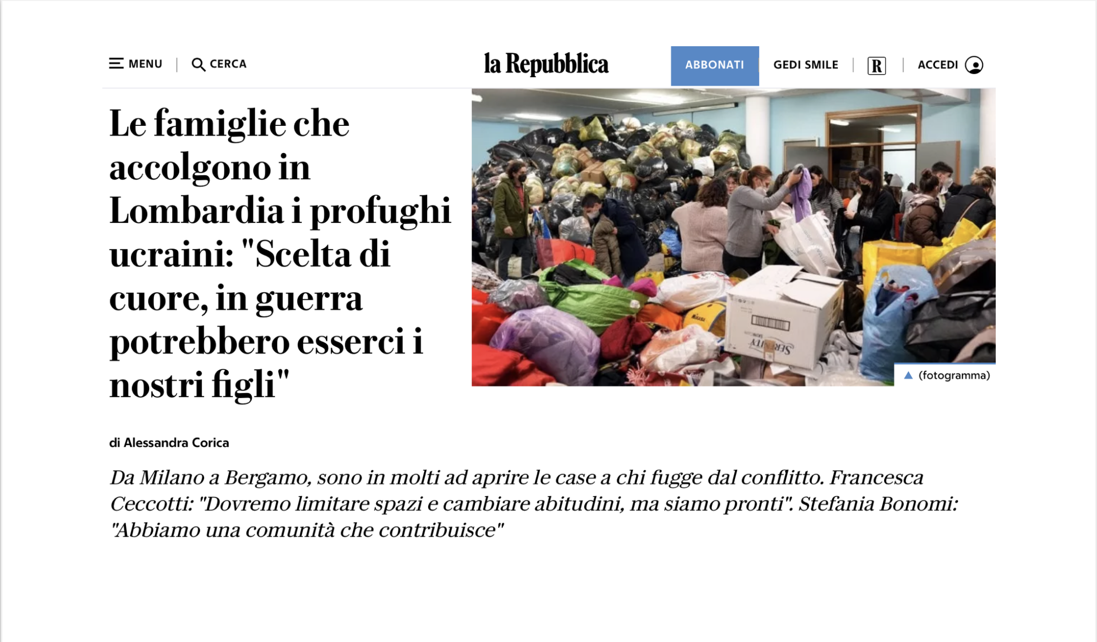 Le famiglie che accolgono in Lombardia i profughi ucraini